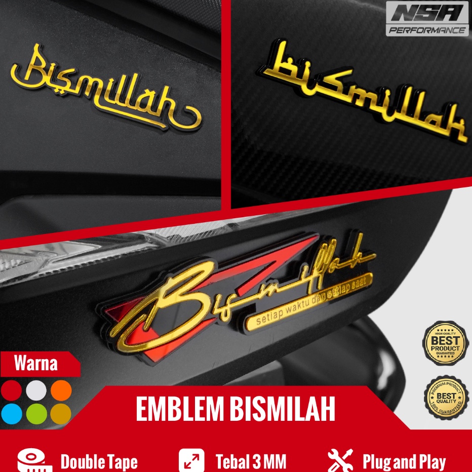 TERDAHSYAT NSA Emblem BISMILLAH Stiker bismillah timbul 1PCS Aksesoris Motor BEAT VARIO PCX ADV NMAX
