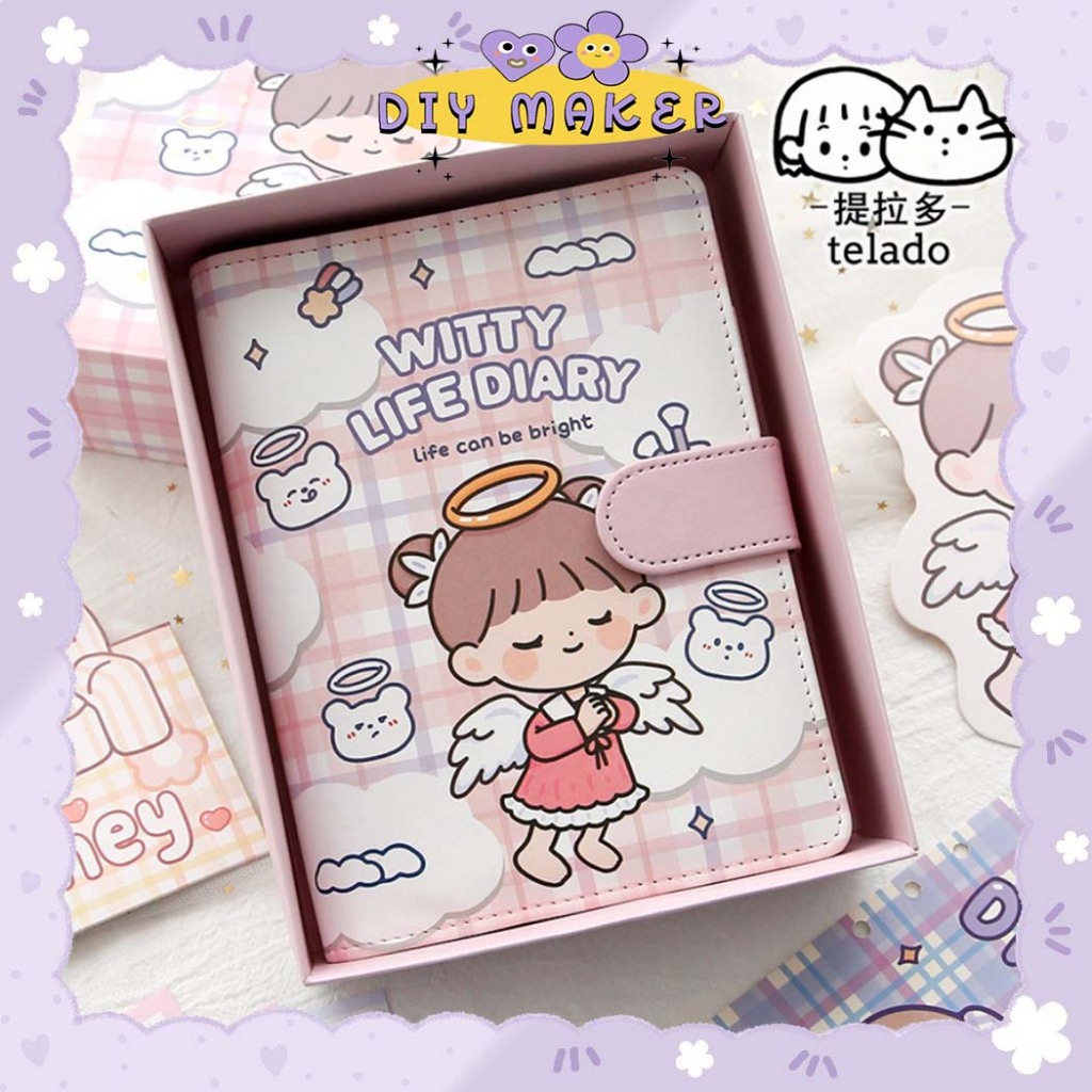 

DM TELADO Buku Diary Binder Set Aesthetic 1 Box Witty Life Diary PAKET JURNAL BUKU HARIAN - TLD30