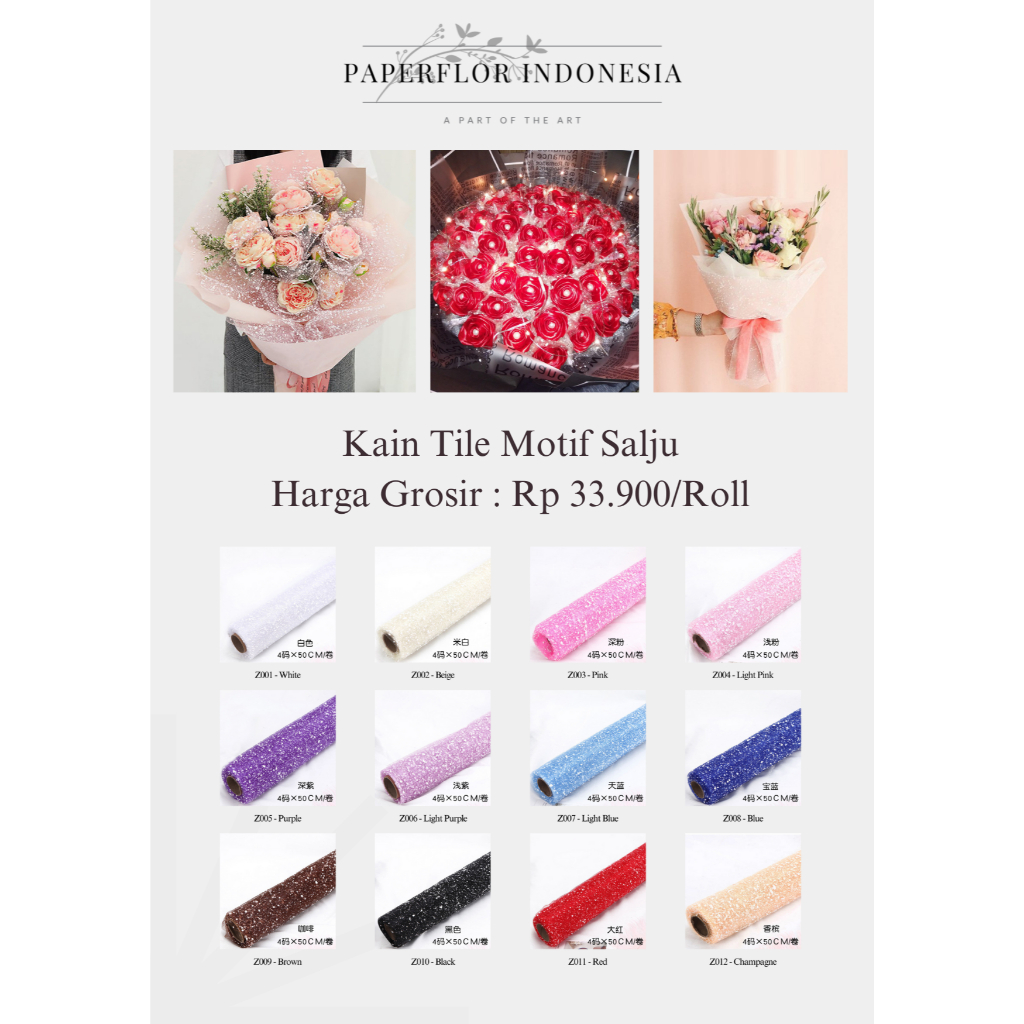 

(1 ROLL) KAIN TILE JARING MOTIF SALJU SNOW KOREAN MESH WRAPPING BUKET BUNGA - PAPERFLOR INDONESIA