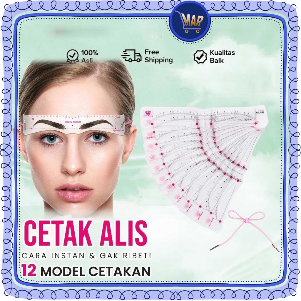 Cetakan Alis 12 Model Penggaris alis Ruler Card Set 12 Pcs Dengan Tali