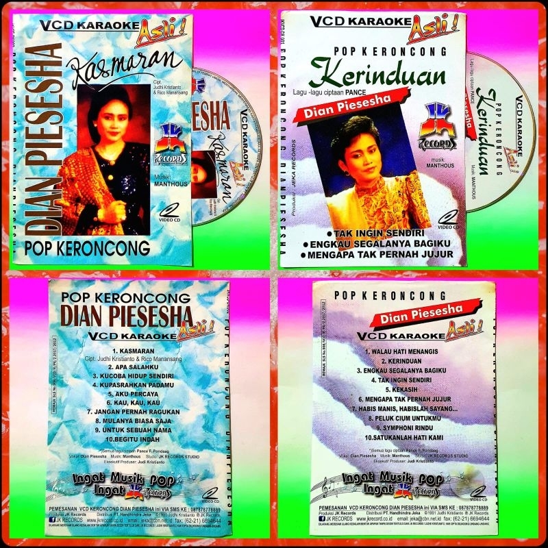ORIGINAL KASET VCD KARAOKE LAGU DIAN PIESESHA POP KERONCONG-VOCAL ON OF AKTIF-LAGU KARAOKE POP INDON