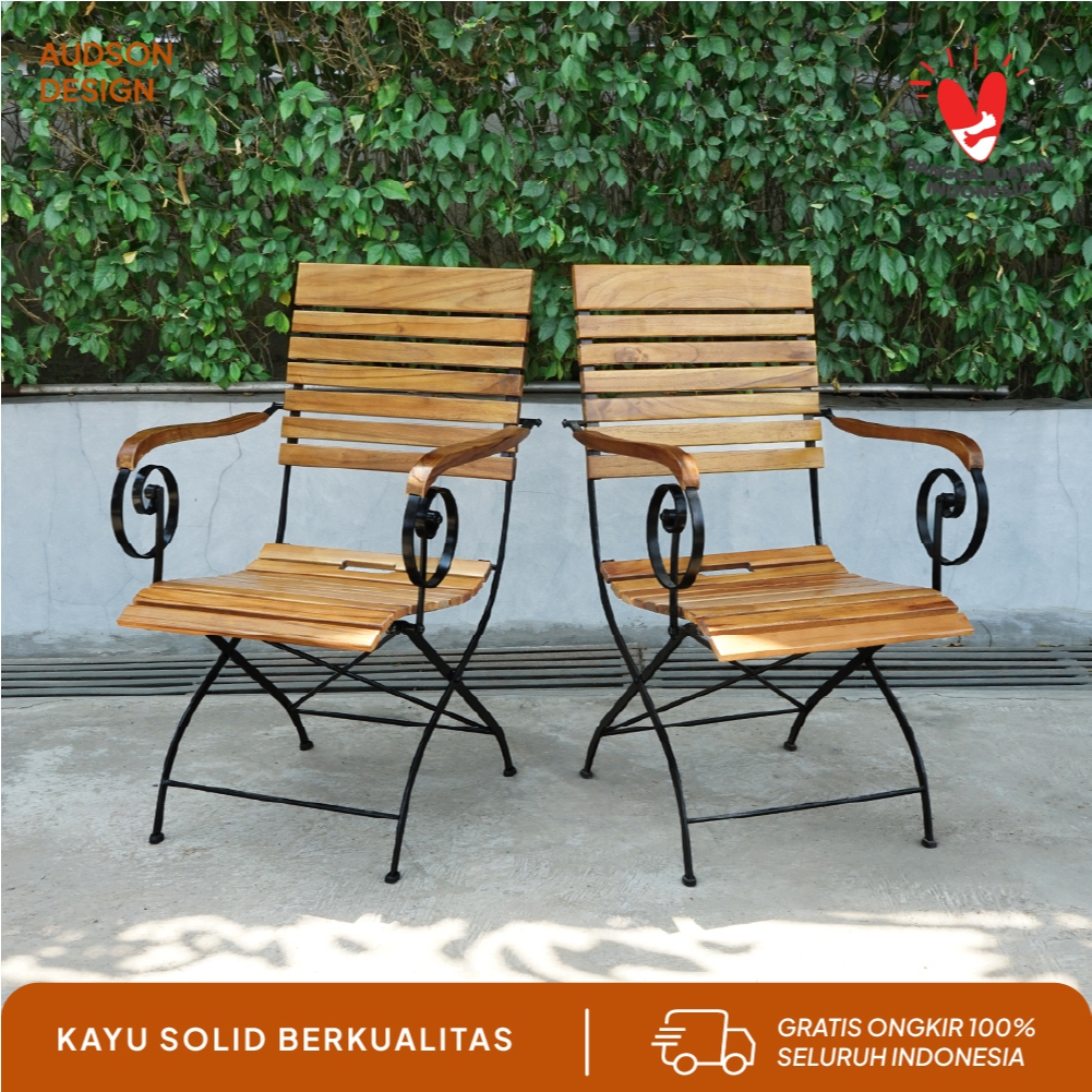 Kursi outdoor kursi Lipat Camping kursi folding kursi taman kayu jati Audson - Raynard Folding Chair