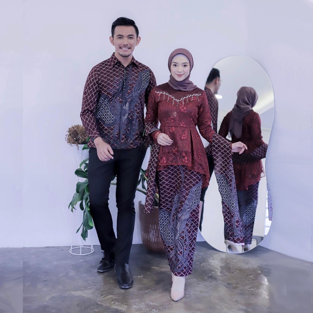TERMURAH - JUMBO ADA / SET KEBAYA BROKAT BATIK COUPLE SELIA MODEL TERBARU KEBAYA TUNANGAN LAMARAN BA