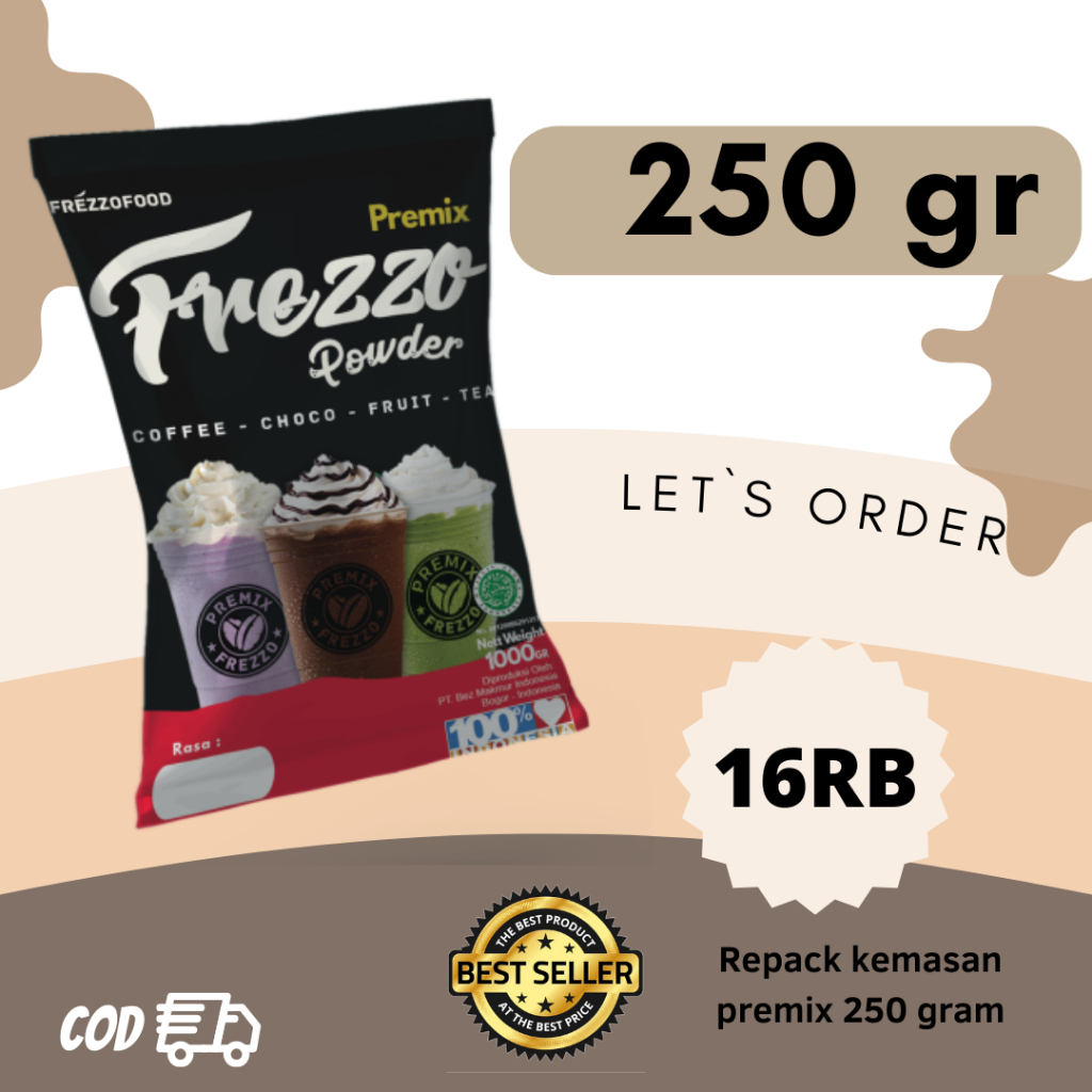 

TERMURAH BUBUK MINUMAN FREZZO PREMIX VARIAN RASA REPACK 250 GRAM