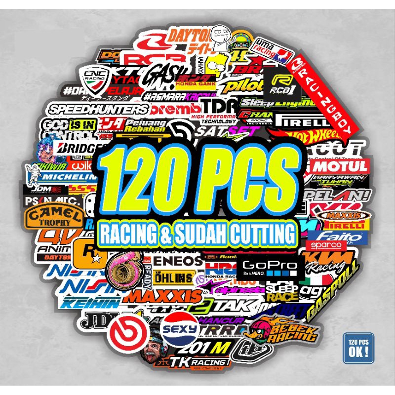 

Stiker Cutting pack isi 120pcs series racing bahan VYNIL waterproof