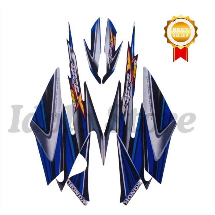 Stiker Striping List Body Supra X 125 D 2006 Hitam Biru Standar Motor Honda Supra X 125 D 2006