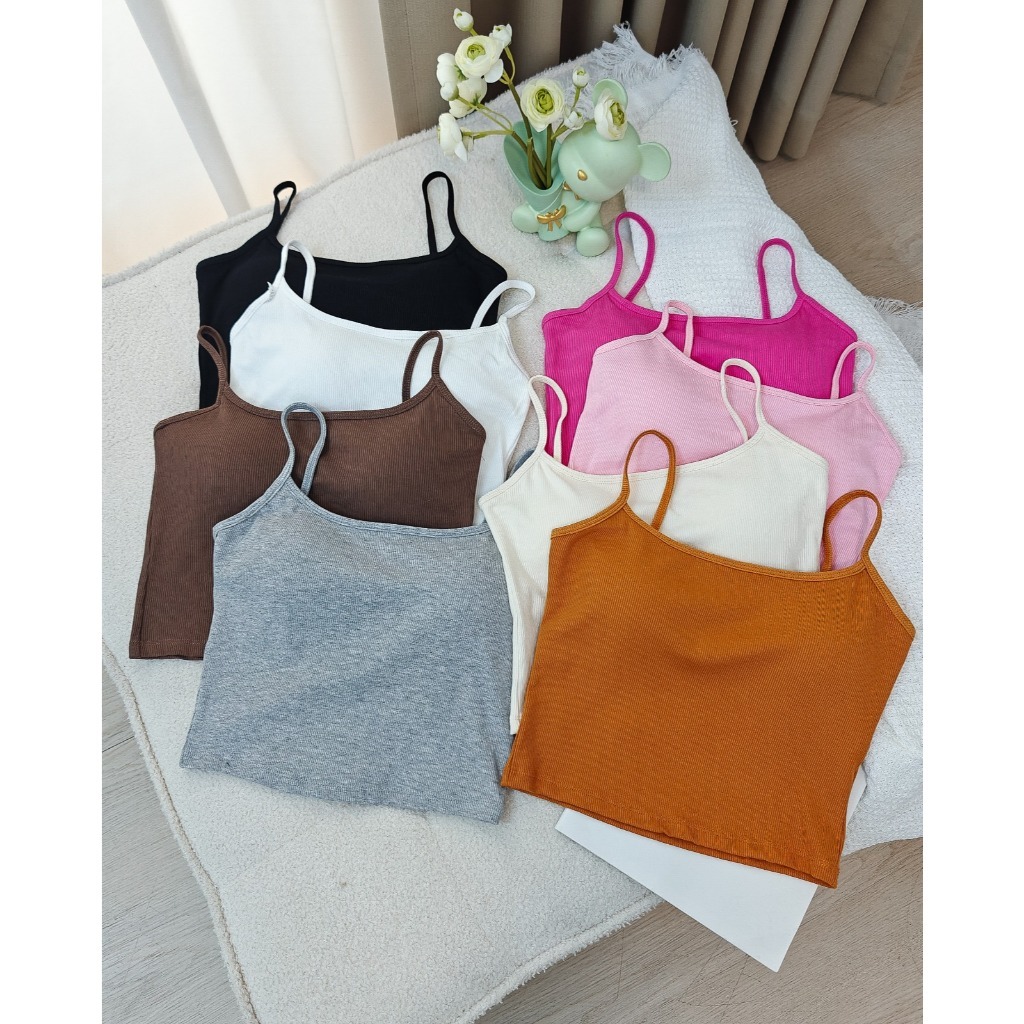 •Storeme.id•BR1753 Baju Atasan Wanita TanktopTali Singlet Fashion Motif Polos Tanpa Kawat Sexy Wanit