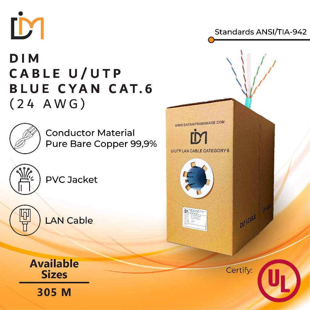 Cable UTP Kabel LAN Blue Cyan CAT 6 24 AWG - DIM