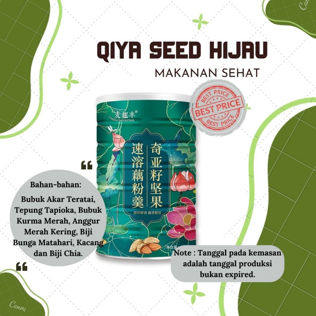 

READY STOCK//OUFEN LOTUS ROOT QIYAA SEED HIJAU BUBUK HALAL 500G
