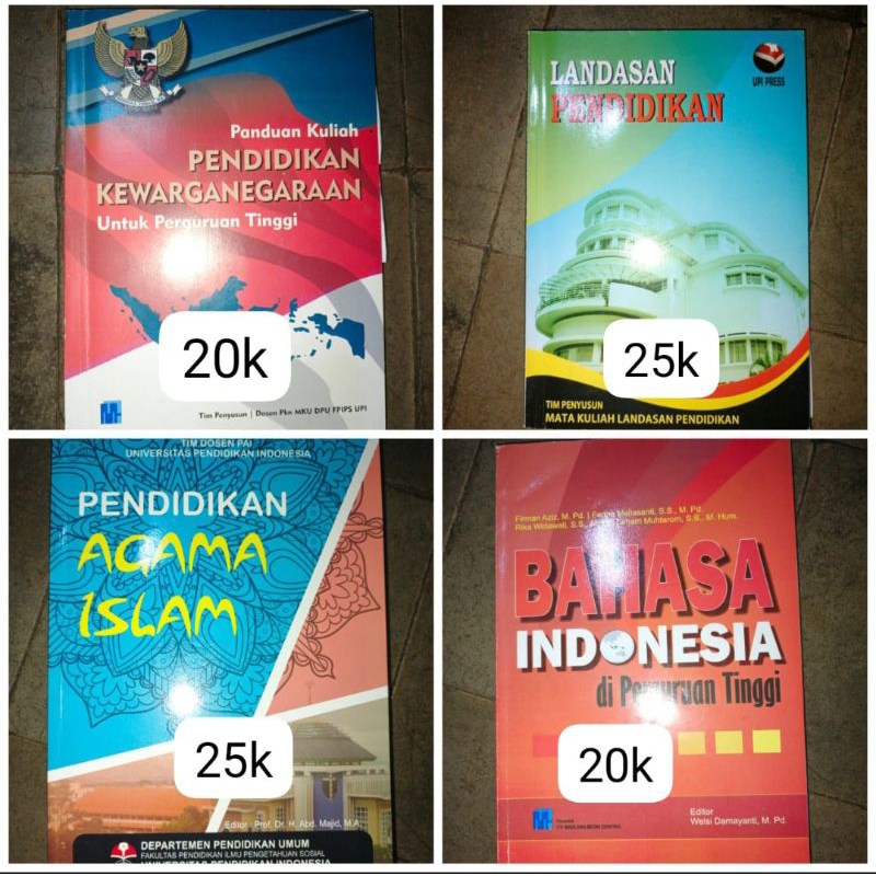 Buku Paket Kuliah UPI - Agama Islam Bahasa Indonesia Landasan Pendidikan PKN PRELOVED