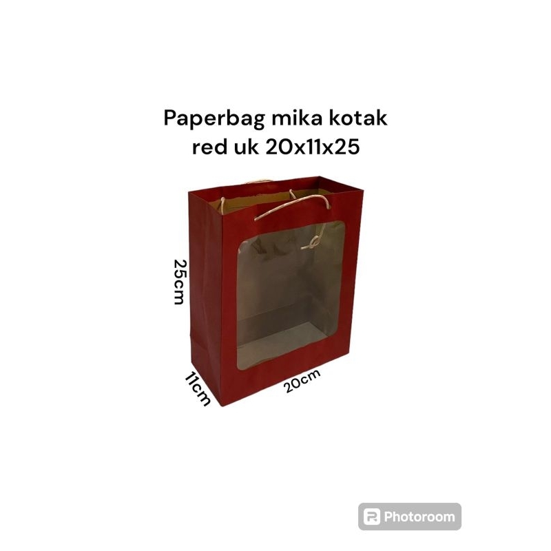 

Paperbag mika kotak red uk 20x11x25 (isi 12pcs)