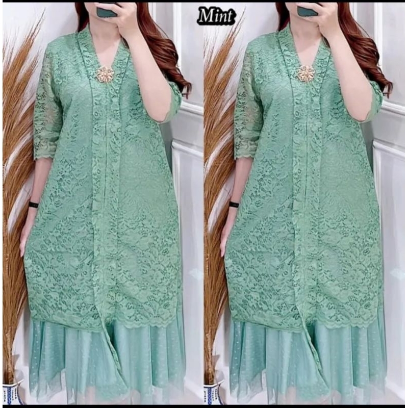 Dress Kartini Dress Brokat Import Kombinasi Tile