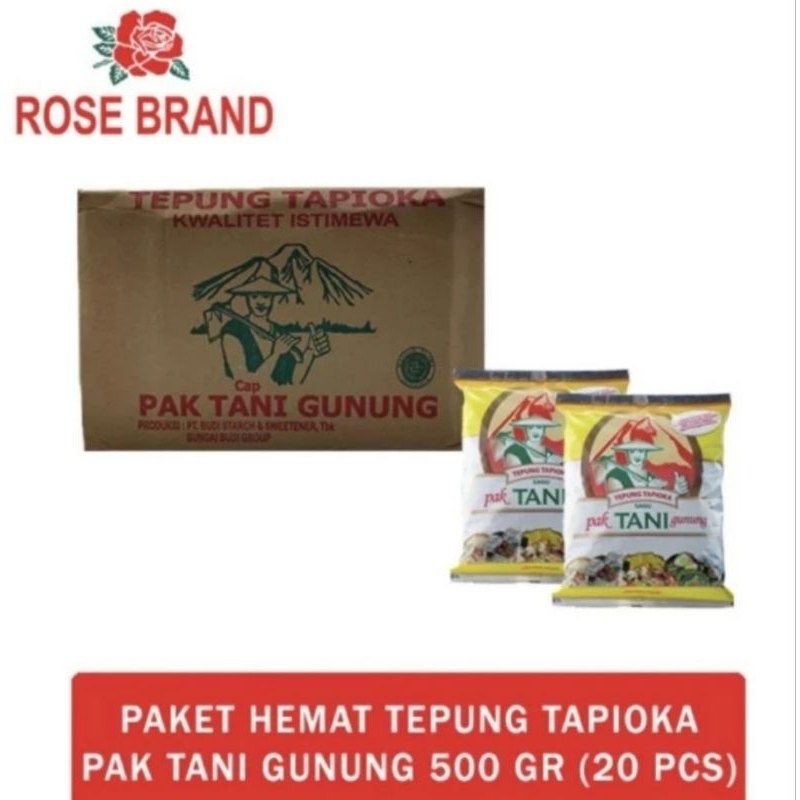 

Pak Tani Gunung Kuning Tepung Tapioka Rose Brand per dus isi 20 x 500gr