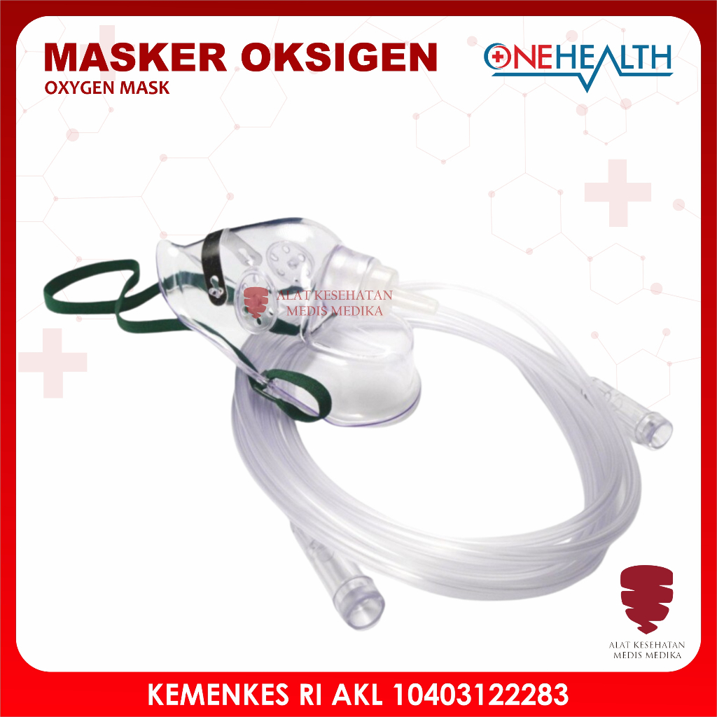 Masker Oksigen Bayi Anak Dewasa OneHealth Oxygen Mask S M L Infant Baby Child Adult Selang Sungkup P