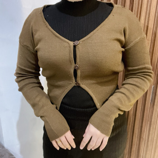 Cardigan Blazer Knitted Long Sleeve Crop Top Blazer Kardigan Rajut Lengan Panjang Kancing Rajut Teba