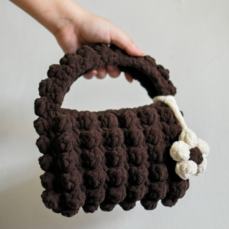 Klodi Bag Tas Rajut Crochet Chonky Fluffy Bag Estetik Kiyowo Uwu Cloud Bag Lucu Aesthetic