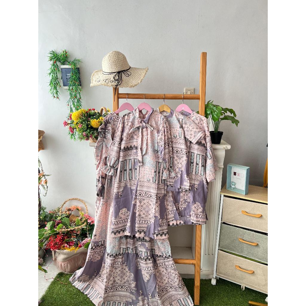 Baju By Lora - Family Set Marhaba Series Peach | Set Gamis Koko Terbaru Lebaran