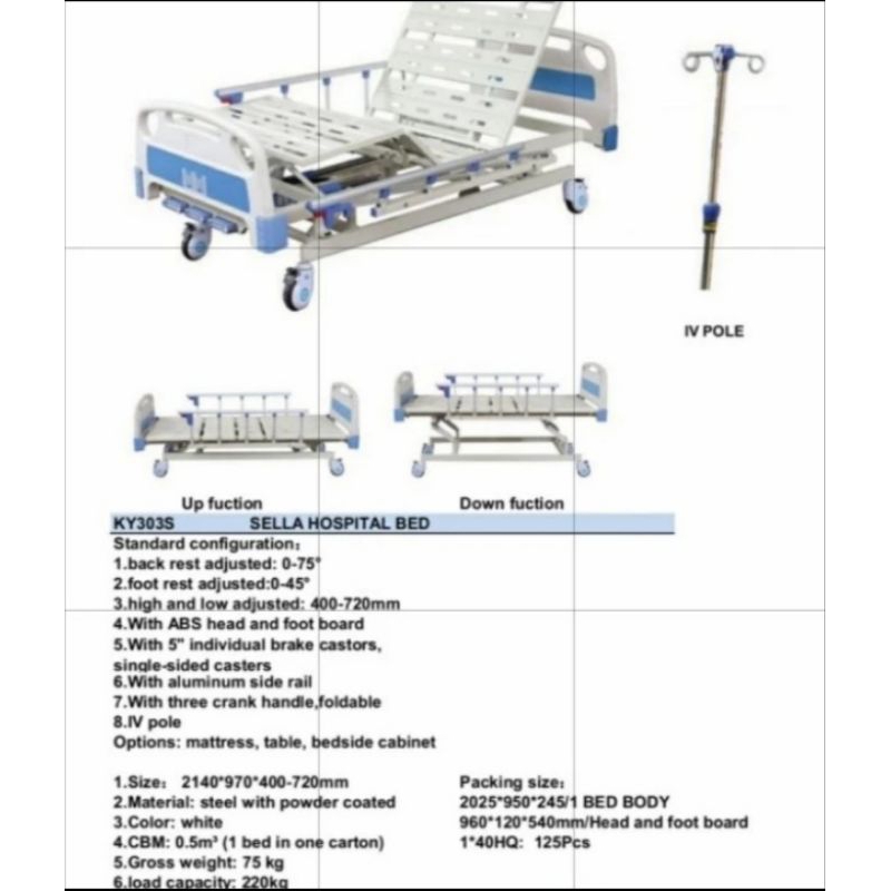 Tempat Tidur Rumah Sakit 3 engkol/Bed pasien