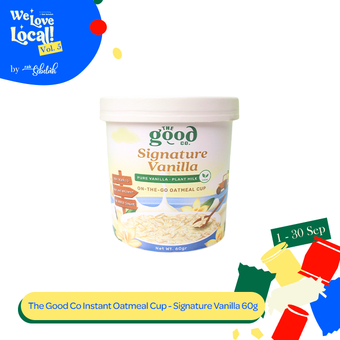 

The Good Co. Instant Oatmeal Cup Signature Vanilla 60g - Vegan | Lactose Free Oat | No Added Sugar | Tanpa Pengawet