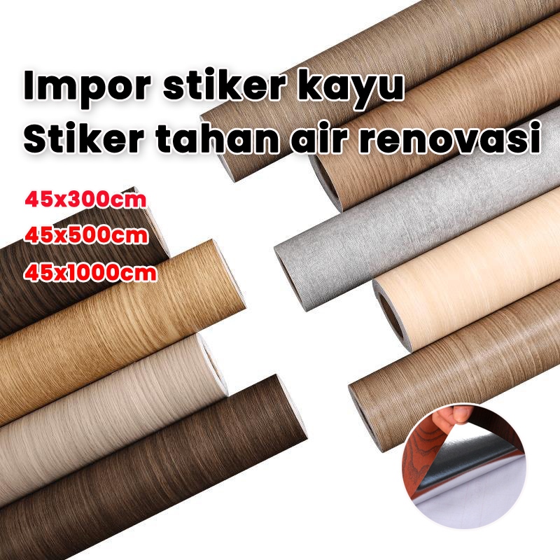 【Lem kuat】walpaper dinding serat kayu stiker almari kayu wallpaper untuk lemari kayu wallpaper meja 