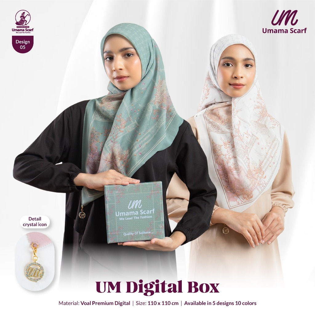 UMAMA SCARF BOX - Hijab Segiempat Motif Umama jilbab Voal Motif Digital LC Premium 110x110cm kotak H