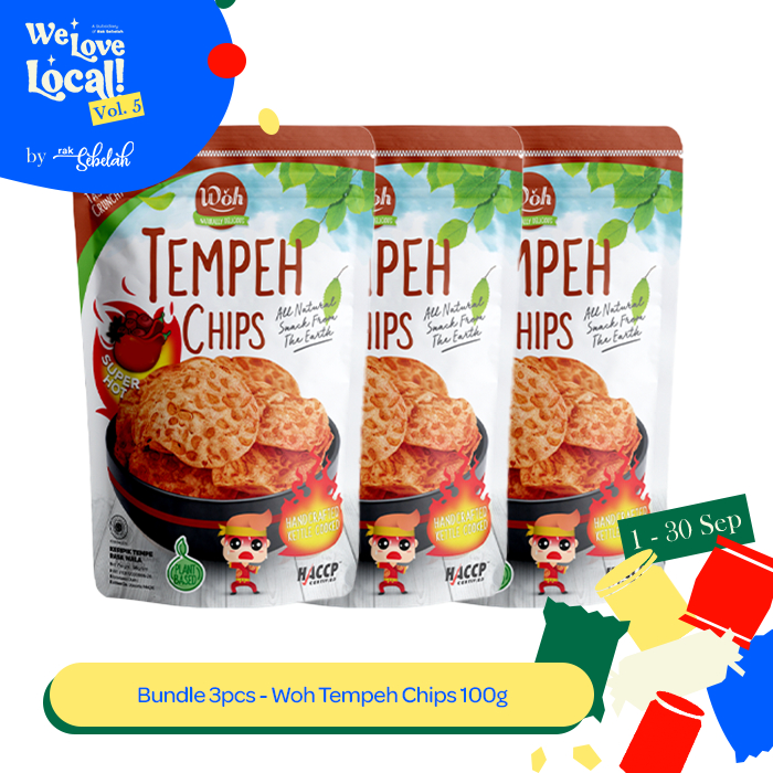 

Bundle 3pcs - Woh Tempeh Chips Keripik Tempe 100gr - Original | Balado | BBQ | Daun Jeruk | Ayam Bakar | Seaweed BBQ