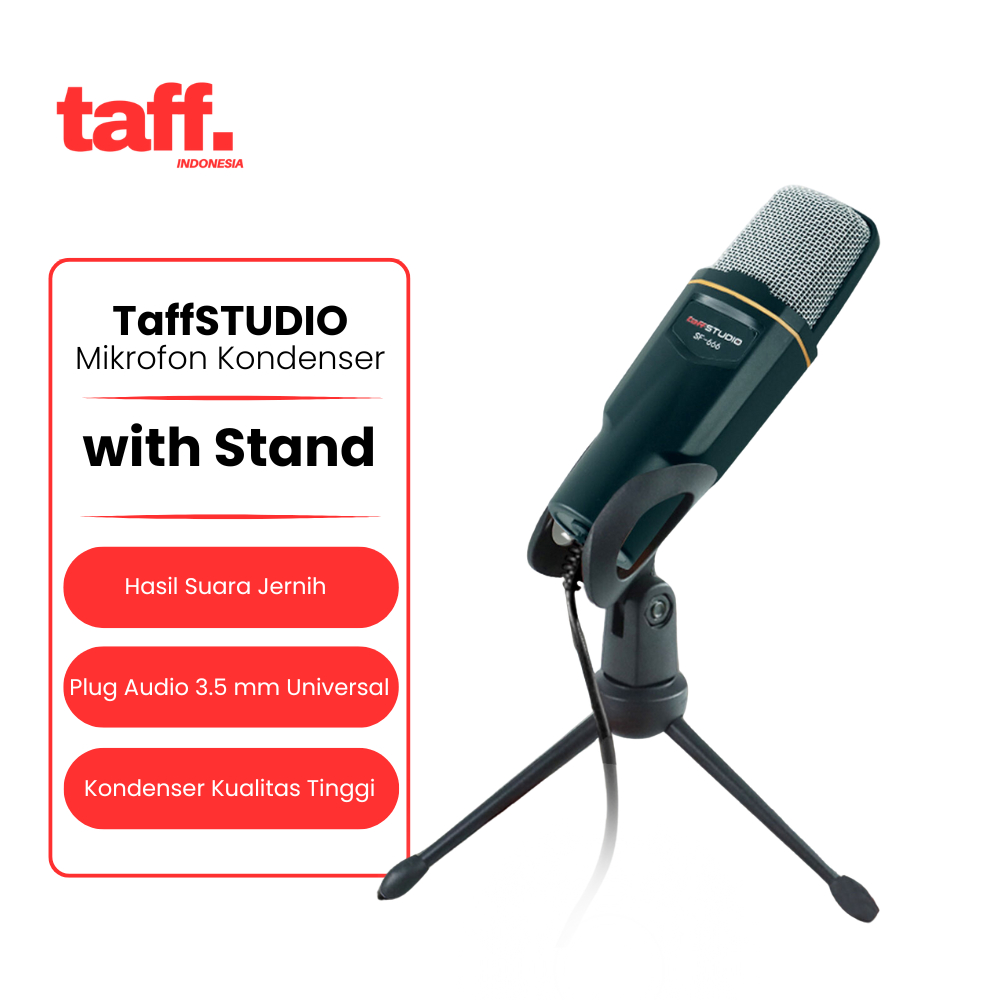 TaffSTUDIO Mikrofon Kondenser Studio dengan Stand