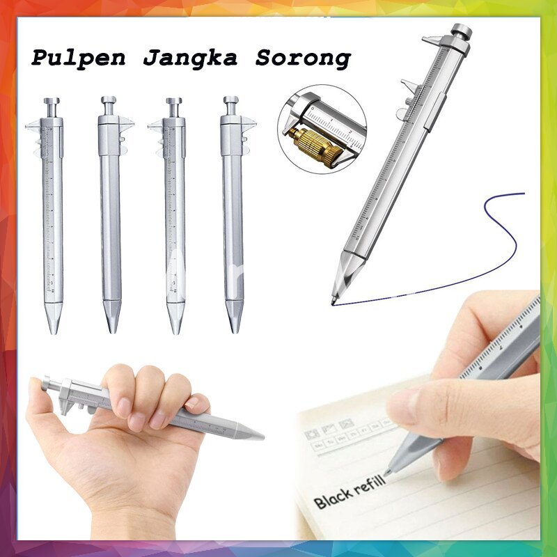 

Pulpen Jangka Sorong Pena Sigmat Vernier Caliper Pen Tulis Mistar Ukur / Pulpen Sigmat / Pena Bolpoin Multifungsi Jangka Sorong