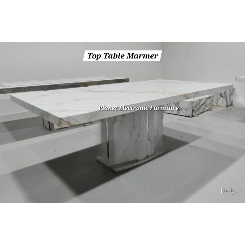 Meja Makan Marmer 200cm  Dining Table Meja makan batu meja Restorant meja Etalase Meja Cafe Promo mu