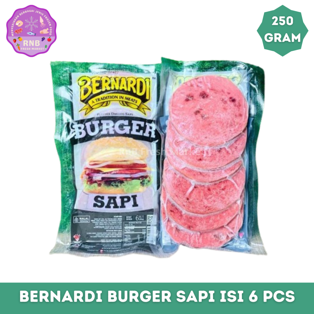 

Bernardi Burger Sapi Isi 6 Pcs Netto 250 Gram