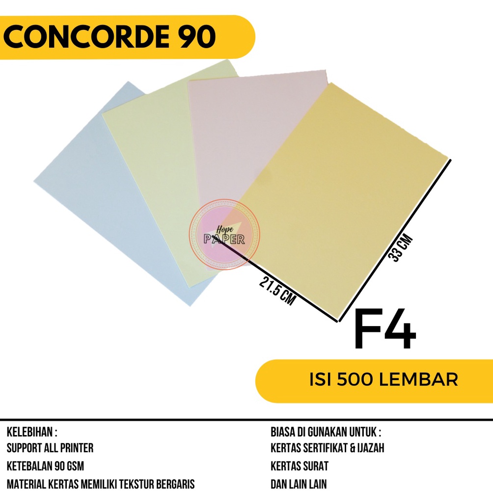 

Baru Kertas Concorde F4 9gr isi 5 lembar Kertas Concorde F4 9 gr R71