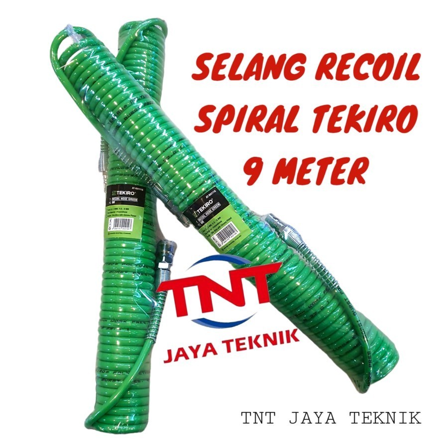 TEKIRO RECOIL HOSE 9 METER HIJAU WITH SPRING / Selang Angin 9m