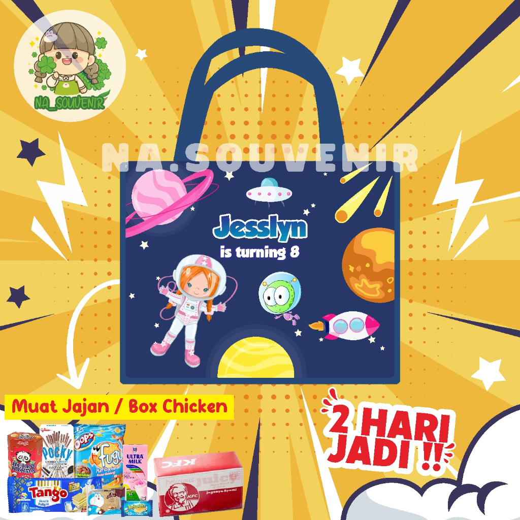 

Tas Ultah Terlaris/Goodie bag ultah/Tas ulang tahun/Tas Ultah tema astronot