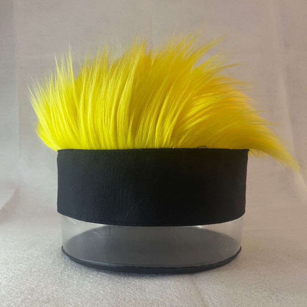 Topi wig rambut palsu pria karet hitam topi bulu viral