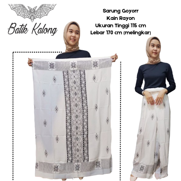 sarung batik goyor putih sarwon(sarang tawon)/sarung halus/jahitan rapi/sarung batik pekalongan