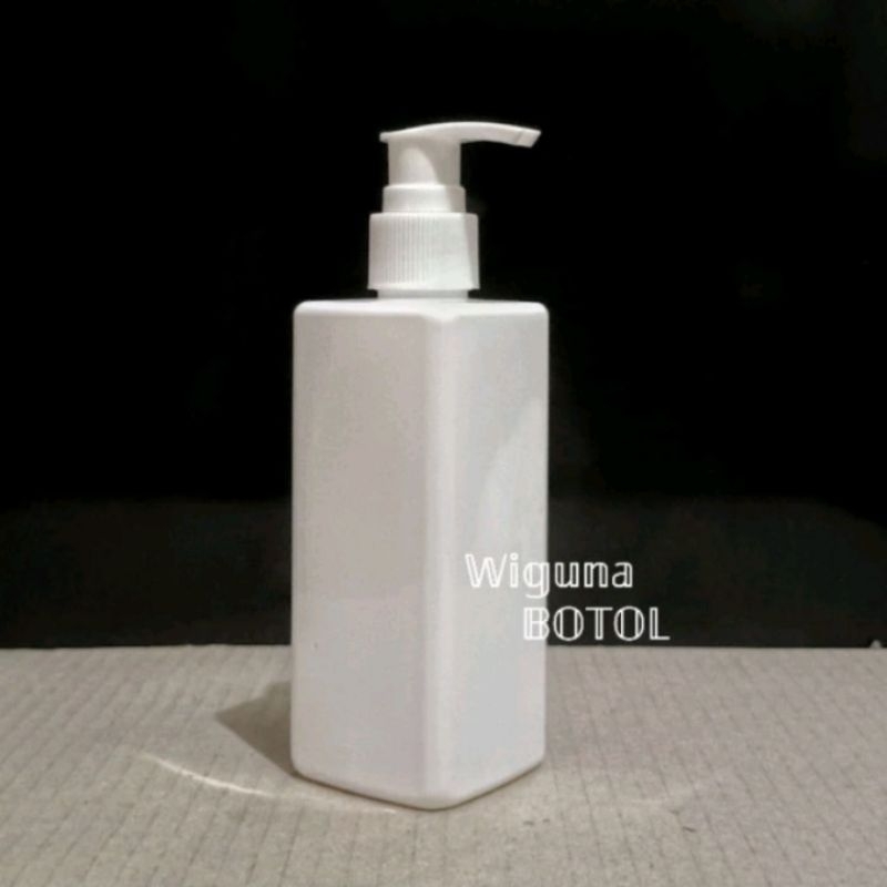 Botol Pump 250ml Kotak FULL Putih / Botol PET 250ml Kotak Tutup Pump Lotion