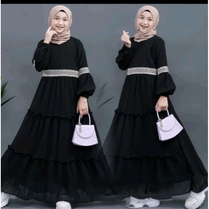 COD Baju gamis anak tanggung usia 8-12 tahun bahan kringkel premium