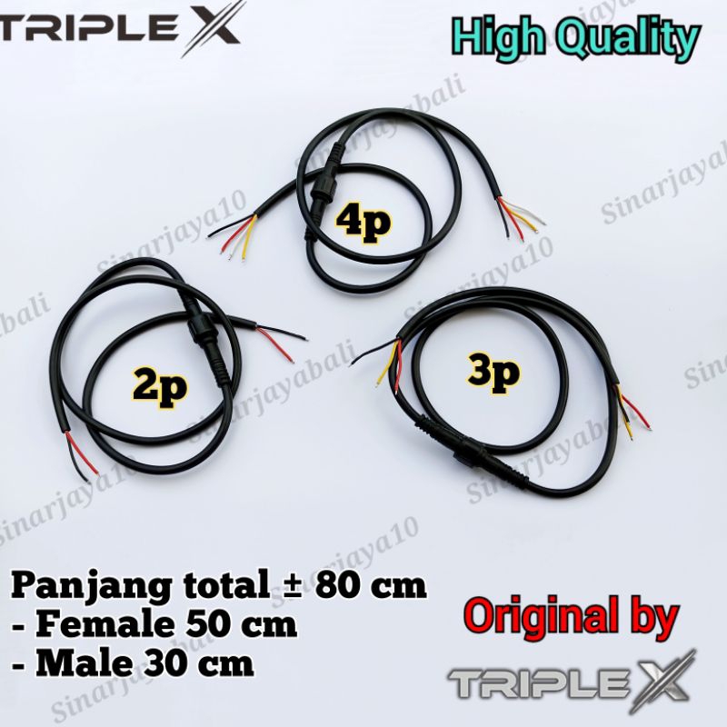 sambungan kabel bulat waterproof konektor 2pin 3pin 4pin soket 2p 3p 4p 2 3 4 p pin lampu led tembak