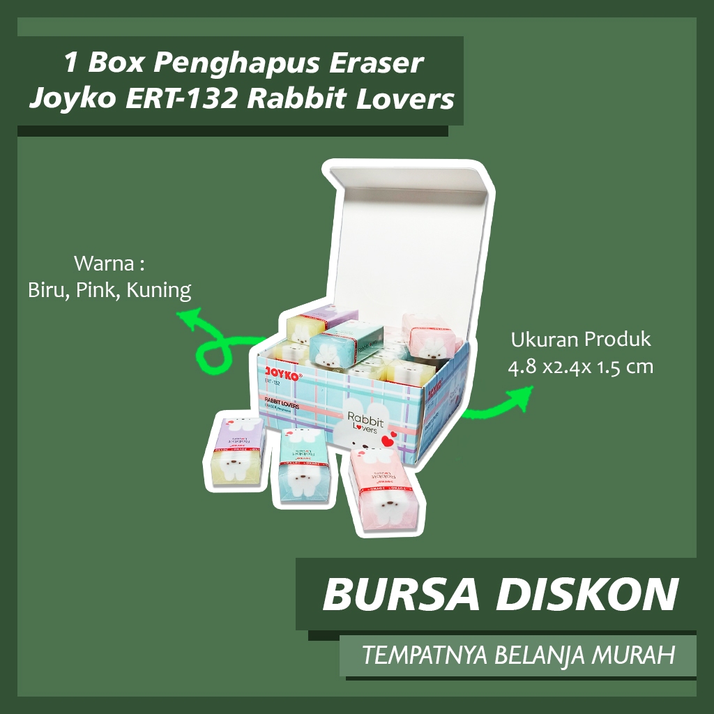 

1 Box Penghapus Eraser Joyko ERT-132 Rabbit Lovers setip stip Eraser hapusan pensil