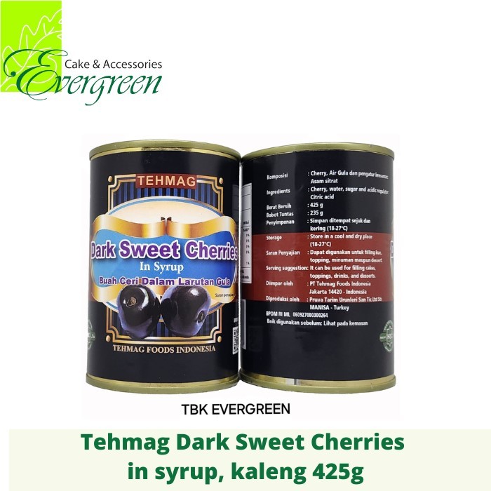 

Tehmag Dark Sweet Cherries Kaleng in syrup 425 gram
