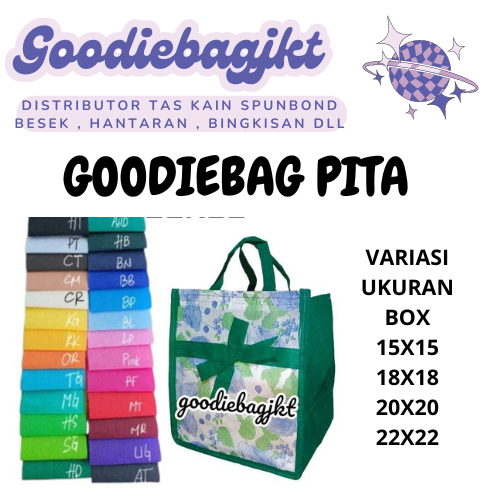 

GOODIEBAG Tas Kain Box Besek Hajatan akikah Tas Kotak Nasi TAS PITA UK (18cmx18cm)