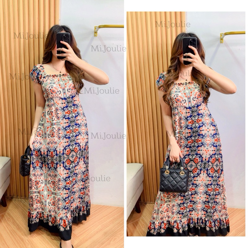 shakila A Line Long Dress/ Long Dress Wanita/ Dress Rayon Wanita/ Dress panjang fit body