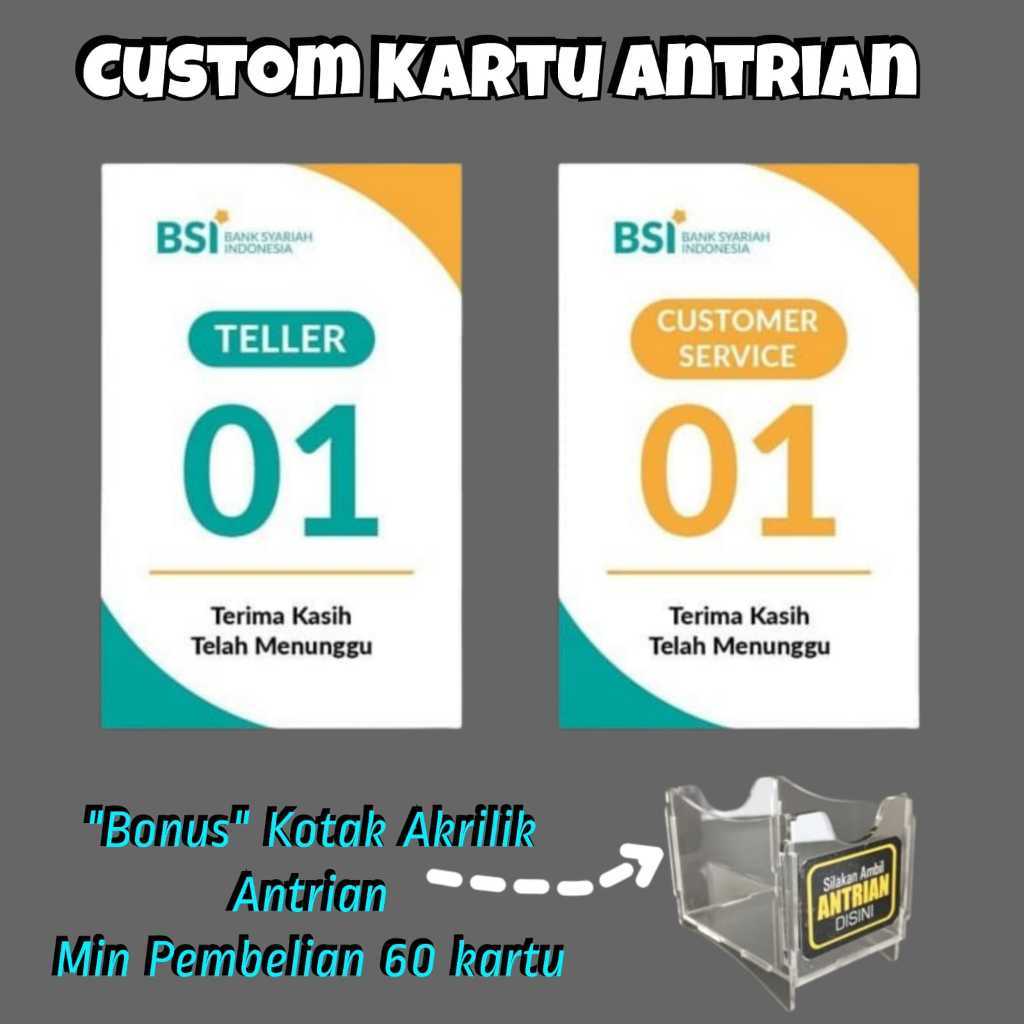 

Kartu Antrian PVC, Kartu Antri Pasien, Kartu Antri Pengunjung, Kartu Nomer Antrian