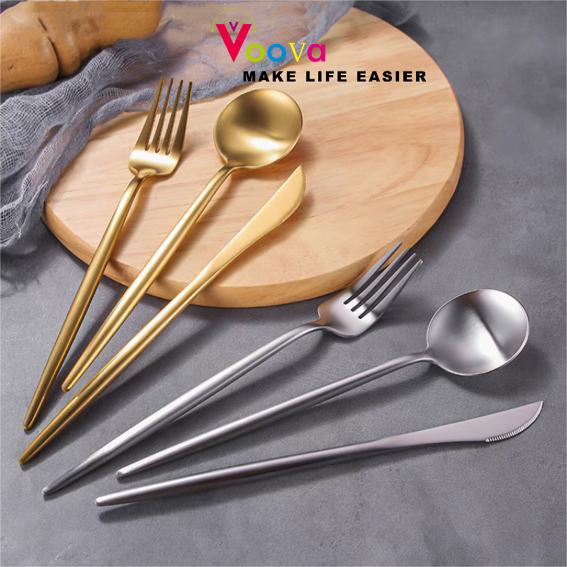 VOOVA Sendok dan Garpu Stainless Spoon Fork Stainless Alat Makan Sendok Garpu Gold Silver  Garpu Sen