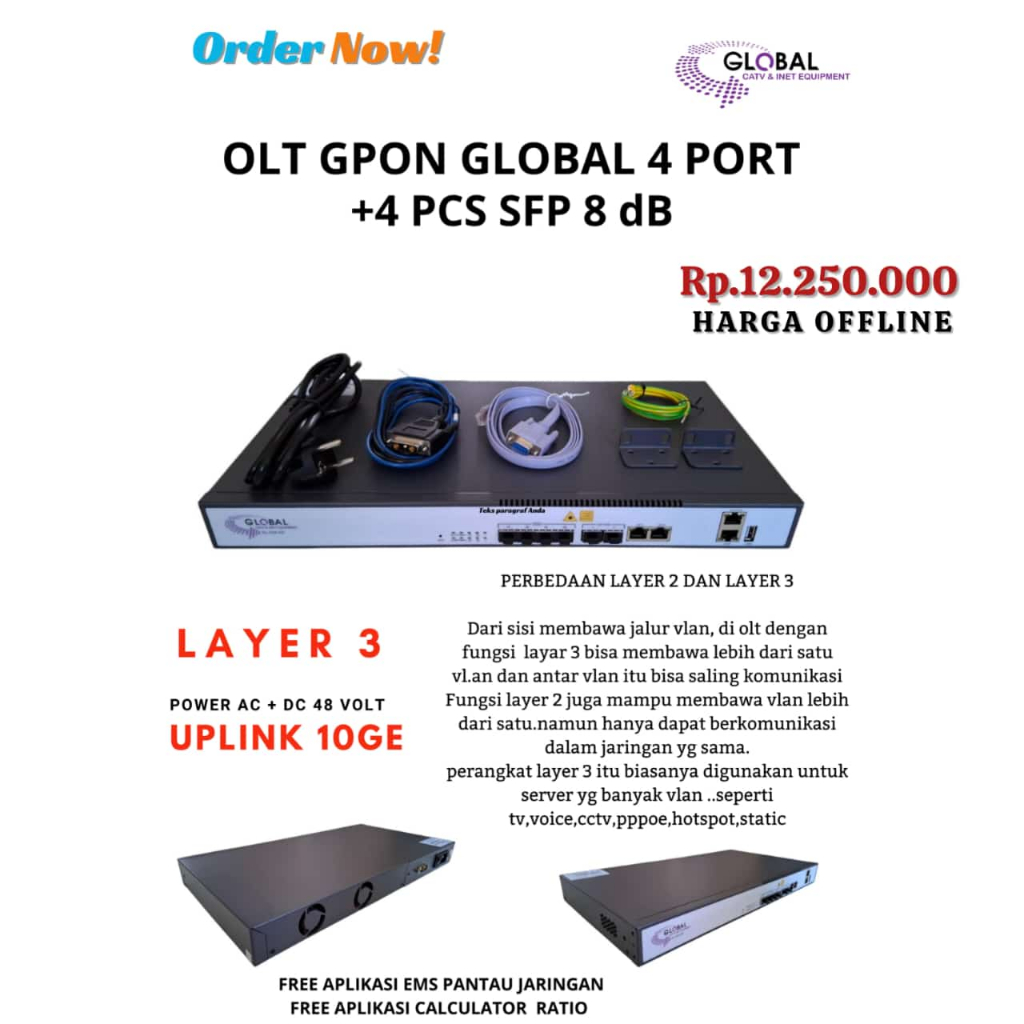 OLT GPON GLOBAL 4 PORT AC DC
