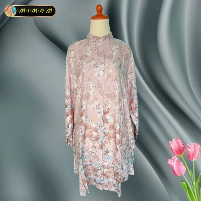 TUNIK ANDIN BAHAN RAYON MOTIF BUNGA - PINK
