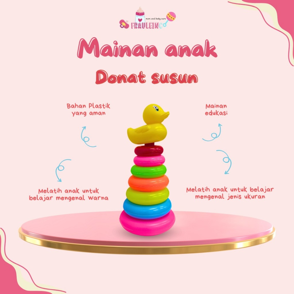 Mainan Edukasi Anak Donat Susun 6 Besar Plus Bebek