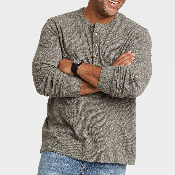 Men Textured Henley Tshirt Bigsize Original - Kaos Pria Jumbo GF0088