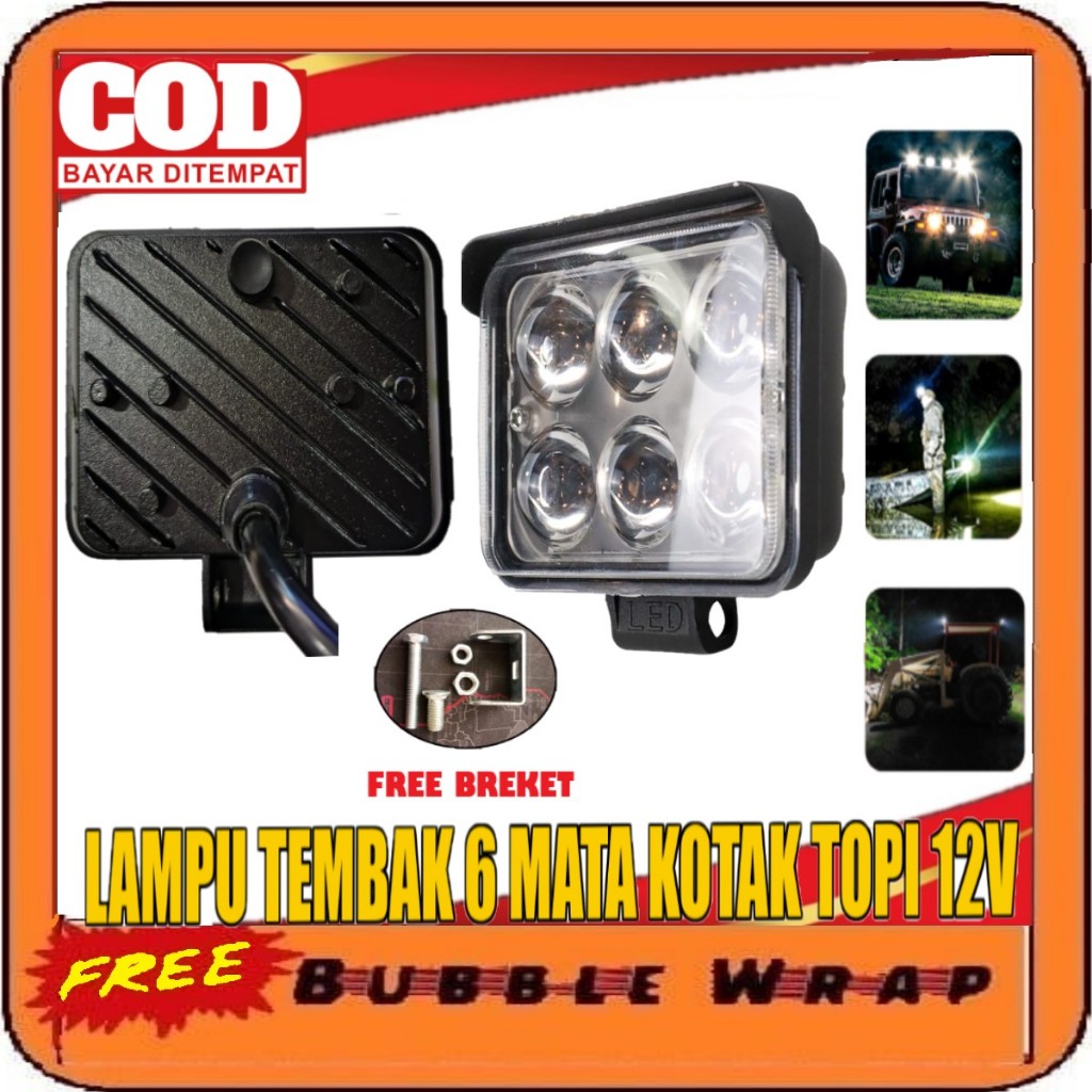 Lampu Kabut kotak topi motor mobil lampu Foglamp Tembak Halogen Kotak