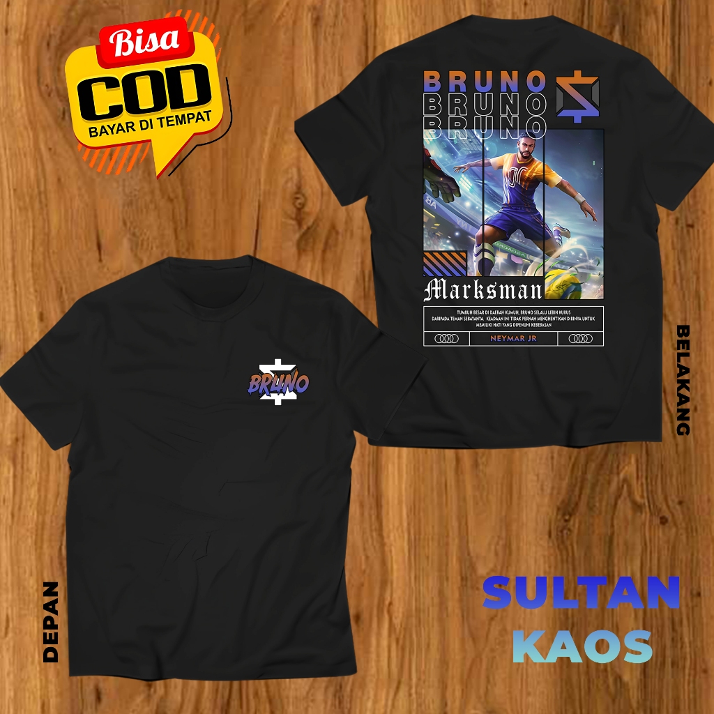 KAOS DEWASA GAME MOBA BRUNO NEYMAR JR BAJU ML BRUNO MARKSMAN TSHIRT MLBB BISA REQUEST SKIN BAJU MOBA